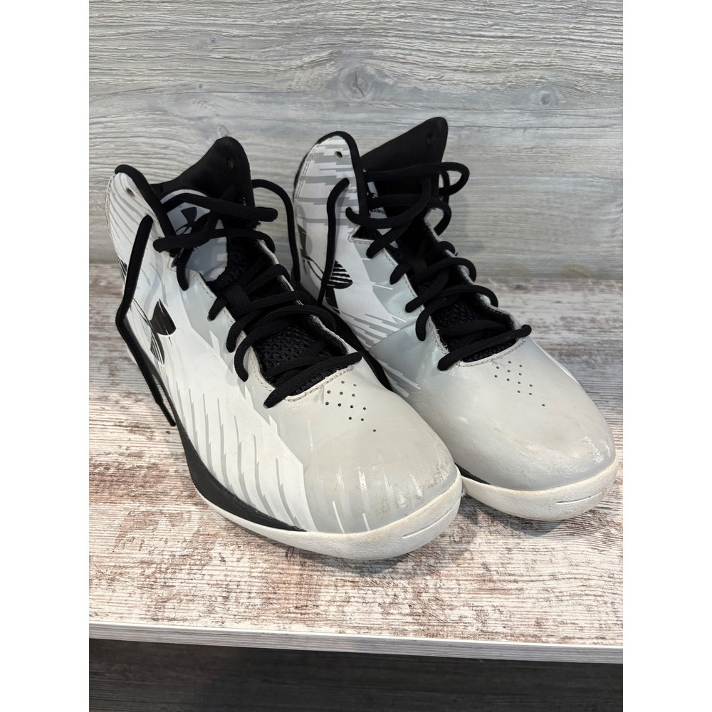 Under Armour Basketball Shoes‎ Men's Size 8 White Black High Top UA